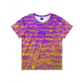 Детская футболка 3D с принтом Фиолетовые облака в Курске, 100% гипоаллергенный полиэфир | прямой крой, круглый вырез горловины, длина до линии бедер, чуть спущенное плечо, ткань немного тянется | закат | небо | облака | солнце | тучи