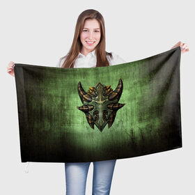 Флаг 3D с принтом Чешуйчатый щит Дракона в Курске, 100% полиэстер | плотность ткани — 95 г/м2, размер — 67 х 109 см. Принт наносится с одной стороны | дракон | игрок | игры | компьютерные игры | щит