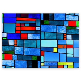 Поздравительная открытка с принтом Мозаичная абстракция в Курске, 100% бумага | плотность бумаги 280 г/м2, матовая, на обратной стороне линовка и место для марки
 | линии | орнамент | прикольные картинки | узор | цвет