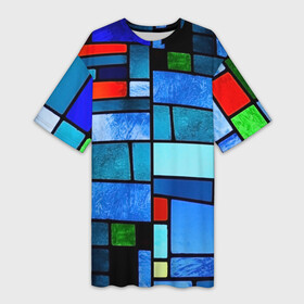 Платье-футболка 3D с принтом Мозаичная абстракция в Курске,  |  | линии | орнамент | прикольные картинки | узор | цвет
