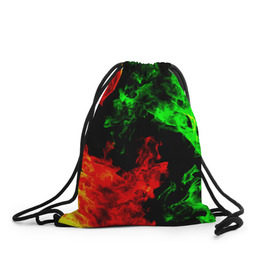 Рюкзак-мешок 3D с принтом Огненная битва в Курске, 100% полиэстер | плотность ткани — 200 г/м2, размер — 35 х 45 см; лямки — толстые шнурки, застежка на шнуровке, без карманов и подкладки | дым | зеленый | красный | огонь