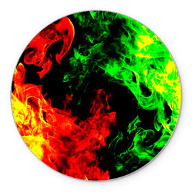 Коврик круглый с принтом Огненная битва в Курске, резина и полиэстер | круглая форма, изображение наносится на всю лицевую часть | дым | зеленый | красный | огонь