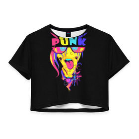 Женская футболка 3D укороченная с принтом Punk в Курске, 100% полиэстер | круглая горловина, длина футболки до линии талии, рукава с отворотами | молодёжь | панки | прикол | субкультура | хиппи | цвет