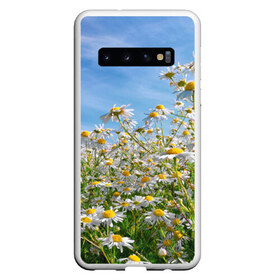 Чехол для Samsung Galaxy S10 с принтом Ромашковый рай в Курске, Силикон | Область печати: задняя сторона чехла, без боковых панелей | лепестки | небо | прикольные картинки | ромашки | солнце | цветочки | цветы