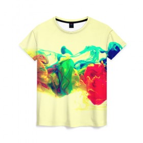 Женская футболка 3D с принтом Яркие краски в Курске, 100% полиэфир ( синтетическое хлопкоподобное полотно) | прямой крой, круглый вырез горловины, длина до линии бедер | разноцветные
