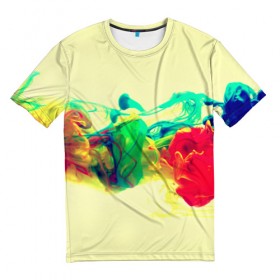 Мужская футболка 3D с принтом Яркие краски в Курске, 100% полиэфир | прямой крой, круглый вырез горловины, длина до линии бедер | разноцветные
