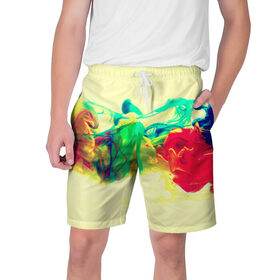 Мужские шорты 3D с принтом Яркие краски в Курске,  полиэстер 100% | прямой крой, два кармана без застежек по бокам. Мягкая трикотажная резинка на поясе, внутри которой широкие завязки. Длина чуть выше колен | разноцветные