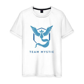 Мужская футболка хлопок с принтом Team mystic в Курске, 100% хлопок | прямой крой, круглый вырез горловины, длина до линии бедер, слегка спущенное плечо. | Тематика изображения на принте: 