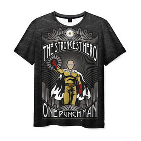 Мужская футболка 3D с принтом One Punch Man в Курске, 100% полиэфир | прямой крой, круглый вырез горловины, длина до линии бедер | Тематика изображения на принте: one punch man | saitama | ванпанчмен | сайтама