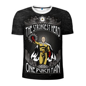 Мужская футболка 3D спортивная с принтом One Punch Man в Курске, 100% полиэстер с улучшенными характеристиками | приталенный силуэт, круглая горловина, широкие плечи, сужается к линии бедра | one punch man | saitama | ванпанчмен | сайтама