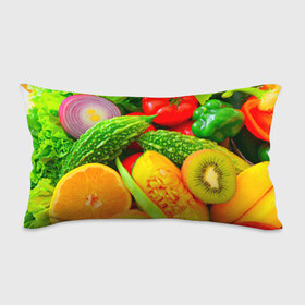 Подушка 3D антистресс с принтом Овощи в Курске, наволочка — 100% полиэстер, наполнитель — вспененный полистирол | состоит из подушки и наволочки на молнии | апельсин | диета | киви | лук | овощ | огурец | помидор