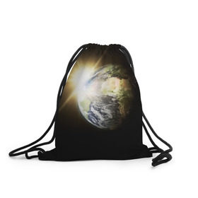 Рюкзак-мешок 3D с принтом Восход солнца в Курске, 100% полиэстер | плотность ткани — 200 г/м2, размер — 35 х 45 см; лямки — толстые шнурки, застежка на шнуровке, без карманов и подкладки | звёзды | космическое пространство | космос | планета | солнце
