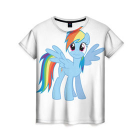 Женская футболка 3D с принтом My little pony 2 в Курске, 100% полиэфир ( синтетическое хлопкоподобное полотно) | прямой крой, круглый вырез горловины, длина до линии бедер | пони