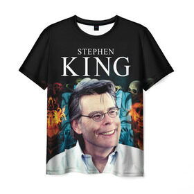 Мужская футболка 3D с принтом Стивен Кинг - Король ужасов в Курске, 100% полиэфир | прямой крой, круглый вырез горловины, длина до линии бедер | король ужасов | писатель | триллер | ужасы
