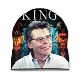 Шапка 3D с принтом Стивен Кинг - Король ужасов в Курске, 100% полиэстер | универсальный размер, печать по всей поверхности изделия | Тематика изображения на принте: король ужасов | писатель | триллер | ужасы
