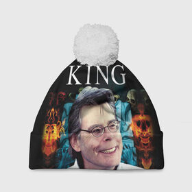 Шапка 3D c помпоном с принтом Стивен Кинг - Король ужасов в Курске, 100% полиэстер | универсальный размер, печать по всей поверхности изделия | король ужасов | писатель | триллер | ужасы
