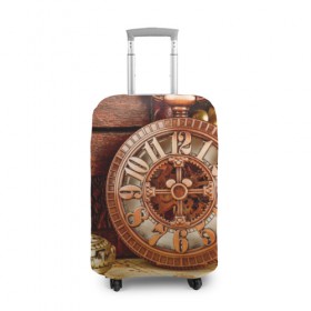 Чехол для чемодана 3D с принтом Старинные часы в Курске, 86% полиэфир, 14% спандекс | двустороннее нанесение принта, прорези для ручек и колес | время | ключ | старинное | часы