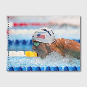 Альбом для рисования с принтом Майкл Фелпс в Курске, 100% бумага
 | матовая бумага, плотность 200 мг. | Тематика изображения на принте: swimming | бассейн | олимпиада | плавание | пловец | рио | фелпс