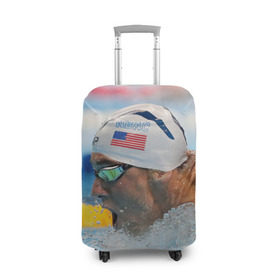 Чехол для чемодана 3D с принтом Майкл Фелпс в Курске, 86% полиэфир, 14% спандекс | двустороннее нанесение принта, прорези для ручек и колес | swimming | бассейн | олимпиада | плавание | пловец | рио | фелпс