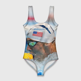 Купальник-боди 3D с принтом Майкл Фелпс в Курске, 82% полиэстер, 18% эластан | Круглая горловина, круглый вырез на спине | swimming | бассейн | олимпиада | плавание | пловец | рио | фелпс
