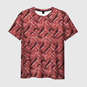 Мужская футболка 3D с принтом Текстура, тиснение в Курске, 100% полиэфир | прямой крой, круглый вырез горловины, длина до линии бедер | Тематика изображения на принте: краска | красный | металл | стиль | текстура | фото