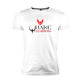 Мужская футболка премиум с принтом Quake is back! в Курске, 92% хлопок, 8% лайкра | приталенный силуэт, круглый вырез ворота, длина до линии бедра, короткий рукав | q1 | q2 | q3 | quake | квейк | крылья | олд | череп
