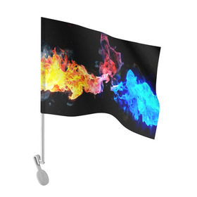 Флаг для автомобиля с принтом Битва огней в Курске, 100% полиэстер | Размер: 30*21 см | красный | огонь | синий