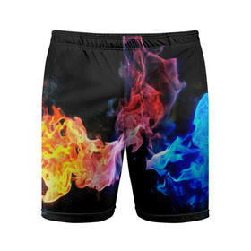 Мужские шорты 3D спортивные с принтом Битва огней в Курске,  |  | красный | огонь | синий