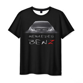Мужская футболка 3D с принтом Мерседес Бенц в Курске, 100% полиэфир | прямой крой, круглый вырез горловины, длина до линии бедер | mercedes benz | авто | автомобиль | машина | мерседес