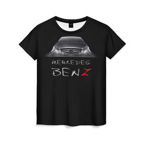 Женская футболка 3D с принтом Мерседес Бенц в Курске, 100% полиэфир ( синтетическое хлопкоподобное полотно) | прямой крой, круглый вырез горловины, длина до линии бедер | mercedes benz | авто | автомобиль | машина | мерседес