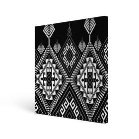 Холст квадратный с принтом Индейские мотивы в Курске, 100% ПВХ |  | Тематика изображения на принте: вышивка | орнамент | свитер | черно белый