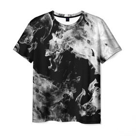 Мужская футболка 3D с принтом Дым в Курске, 100% полиэфир | прямой крой, круглый вырез горловины, длина до линии бедер | огонь | черно белый