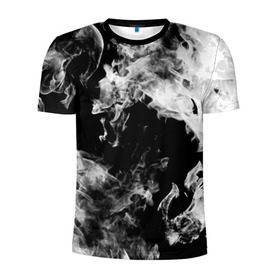Мужская футболка 3D спортивная с принтом Дым в Курске, 100% полиэстер с улучшенными характеристиками | приталенный силуэт, круглая горловина, широкие плечи, сужается к линии бедра | огонь | черно белый