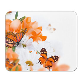 Коврик прямоугольный с принтом Оранж в Курске, натуральный каучук | размер 230 х 185 мм; запечатка лицевой стороны | бабочки | лепестки | оранжевый | цветочки | цветы