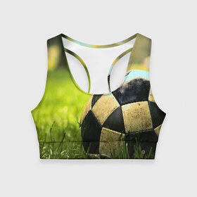 Женский спортивный топ 3D с принтом Футбол в Курске, 82% полиэстер, 18% спандекс Ткань безопасна для здоровья, позволяет коже дышать, не мнется и не растягивается |  | стадион | футбольное поле | футбольный мяч