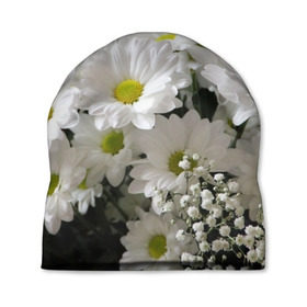 Шапка 3D с принтом Белоснежное цветение в Курске, 100% полиэстер | универсальный размер, печать по всей поверхности изделия | ландыши | лепестки | прикольные картинки | ромашки | цветочки | цветы