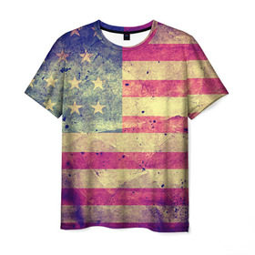 Мужская футболка 3D с принтом Америка в Курске, 100% полиэфир | прямой крой, круглый вырез горловины, длина до линии бедер | grunge | америка | сша | флаг