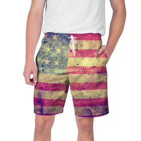 Мужские шорты 3D с принтом Америка в Курске,  полиэстер 100% | прямой крой, два кармана без застежек по бокам. Мягкая трикотажная резинка на поясе, внутри которой широкие завязки. Длина чуть выше колен | grunge | америка | сша | флаг