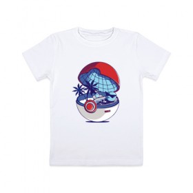 Детская футболка хлопок с принтом Покеболл 1 в Курске, 100% хлопок | круглый вырез горловины, полуприлегающий силуэт, длина до линии бедер | pokemon | pokemon go | покемон | покемон го