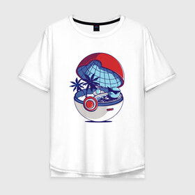 Мужская футболка хлопок Oversize с принтом Покеболл 1 в Курске, 100% хлопок | свободный крой, круглый ворот, “спинка” длиннее передней части | pokemon | pokemon go | покемон | покемон го