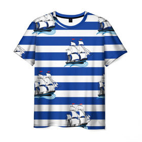Мужская футболка 3D с принтом Кораблик в Курске, 100% полиэфир | прямой крой, круглый вырез горловины, длина до линии бедер | 