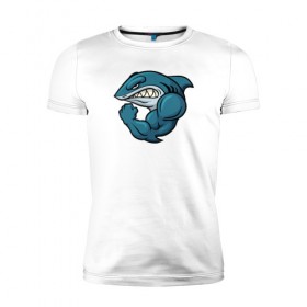 Мужская футболка премиум с принтом Shark в Курске, 92% хлопок, 8% лайкра | приталенный силуэт, круглый вырез ворота, длина до линии бедра, короткий рукав | акула | боксер | борец | качок