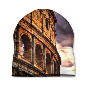 Шапка 3D с принтом Колизей в Курске, 100% полиэстер | универсальный размер, печать по всей поверхности изделия | архитектура | италия | колизей | отпуск | путешествие | развалины | туризм | турист