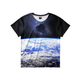 Детская футболка 3D с принтом Метеорит в Курске, 100% гипоаллергенный полиэфир | прямой крой, круглый вырез горловины, длина до линии бедер, чуть спущенное плечо, ткань немного тянется | звёзды | космическое пространство | космос | метеорит | планета | созвездие