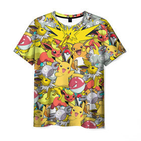 Мужская футболка 3D с принтом Pokemon 5 в Курске, 100% полиэфир | прямой крой, круглый вырез горловины, длина до линии бедер | go | pokemon | pokemons | го | гоу | зщлуьщт пщ | покемон | покемоны