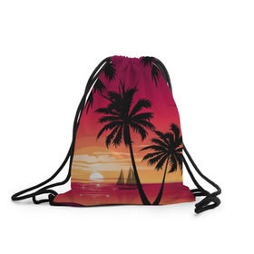 Рюкзак-мешок 3D с принтом Пальмы в Курске, 100% полиэстер | плотность ткани — 200 г/м2, размер — 35 х 45 см; лямки — толстые шнурки, застежка на шнуровке, без карманов и подкладки | лето | море | пальмы