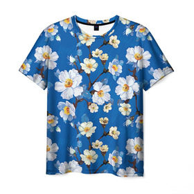 Мужская футболка 3D с принтом Цветы ретро 5 в Курске, 100% полиэфир | прямой крой, круглый вырез горловины, длина до линии бедер | Тематика изображения на принте:   | винтаж | прованс | роза | роспись | узор | цветок | цветы