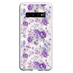 Чехол для Samsung Galaxy S10 с принтом Цветы ретро 2 в Курске, Силикон | Область печати: задняя сторона чехла, без боковых панелей | Тематика изображения на принте:   | винтаж | прованс | роза | роспись | узор | цветок | цветы