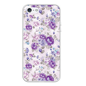 Чехол для iPhone 5/5S матовый с принтом Цветы ретро 2 в Курске, Силикон | Область печати: задняя сторона чехла, без боковых панелей |   | винтаж | прованс | роза | роспись | узор | цветок | цветы
