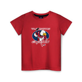 Детская футболка хлопок с принтом Washington Capitals Hockey в Курске, 100% хлопок | круглый вырез горловины, полуприлегающий силуэт, длина до линии бедер | nhl | washington capitals | спорт | хоккей